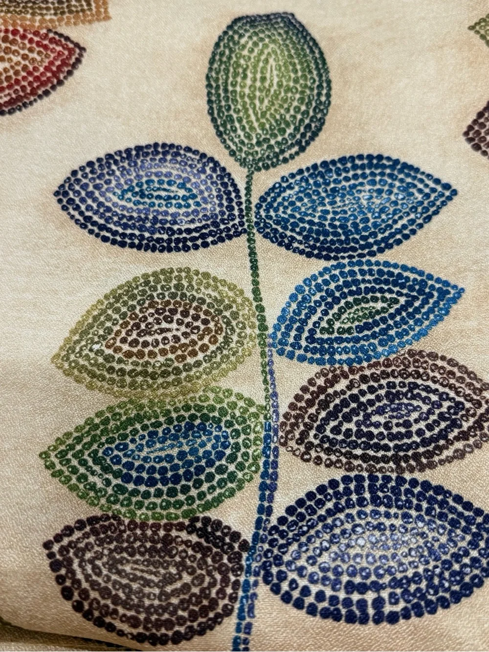 Croscill Beige Shower Curtain with Multicolor Leaf Print NWOT